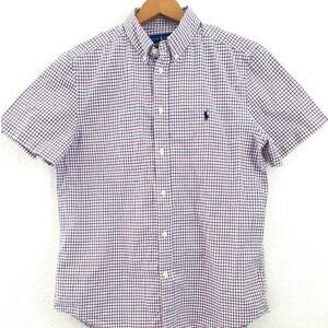 Ralph Lauren Boys Youth Plaid Short Sleeve Shirt XL (18-20) Blue Red White